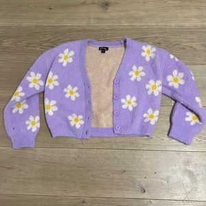 A purple daisy cardigan from target.